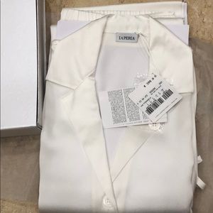 La Perla white silk pajama set (Top & Pants)